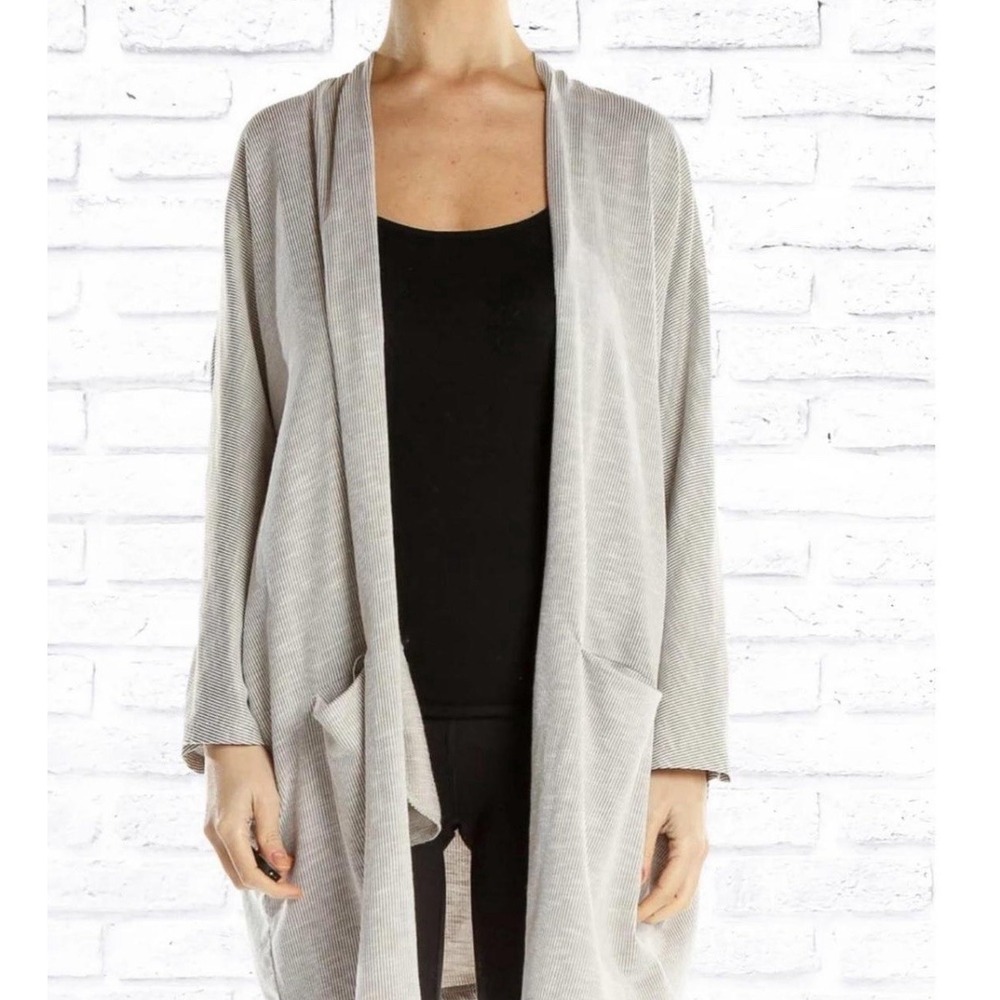 Donni Womens Ribbed Open Cardigan‎ Duster Kimono Sandwash Stripe One Size NWT